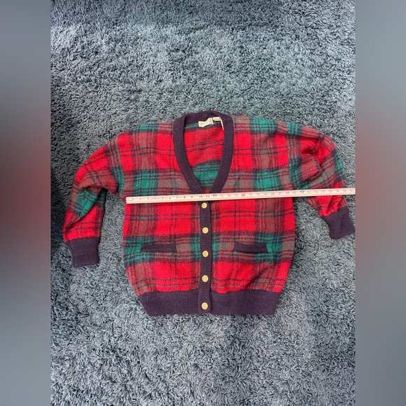 Vintage Colter Bay International Plaid Cardigan Sweater with Gold Buttons Size L - Picture 2 of 15